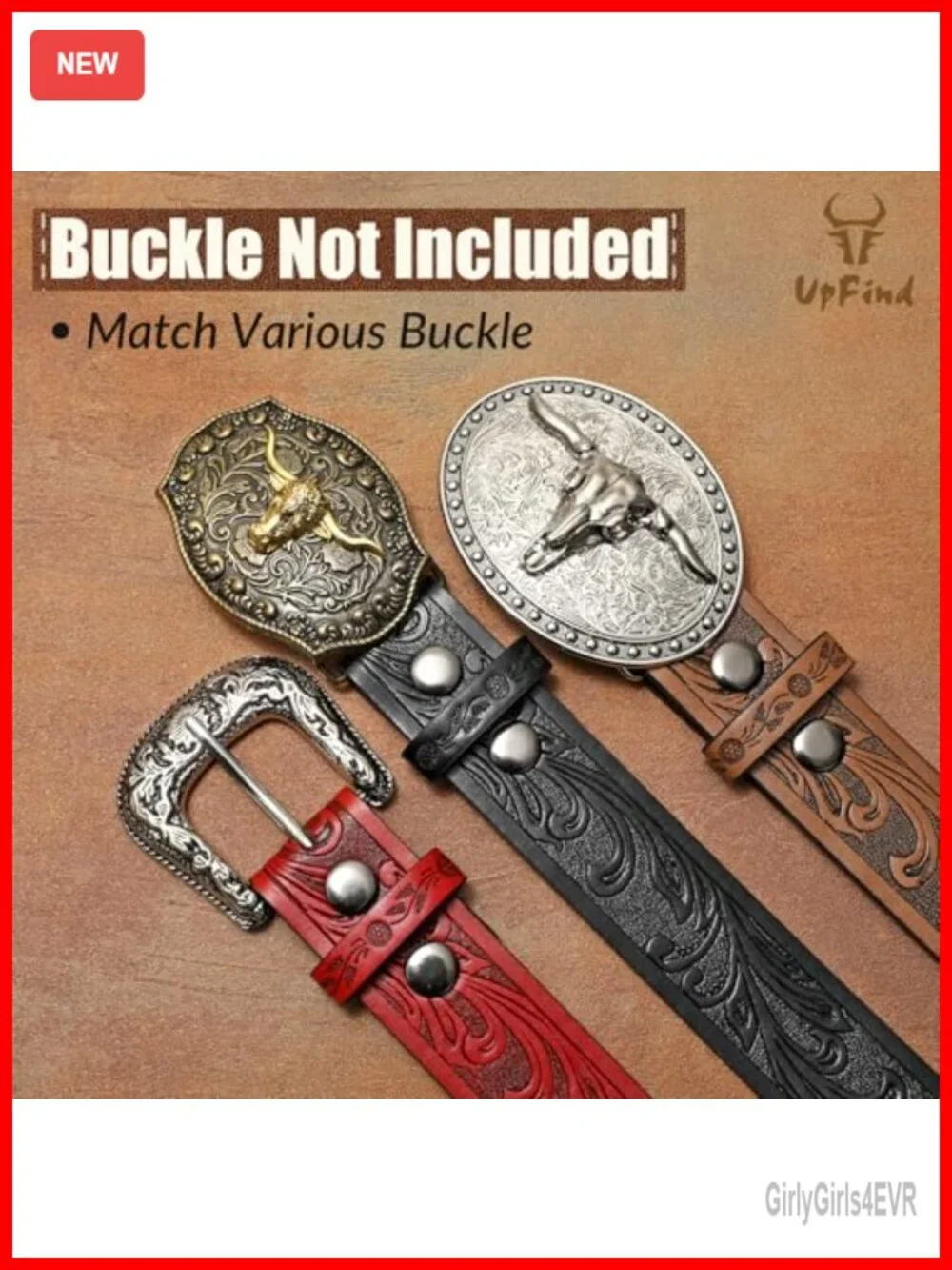 Faux Leather Western Belt Strap Without Buckle for Jeans Cowgirl